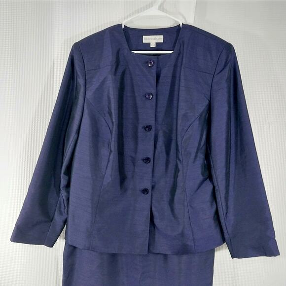 DRESSBARN! GORGEOUS PERIWINKLE BLUE/PURPLE 2 PC JACKET & SKIRT SUIT! SZ 16W - Picture 5 of 12